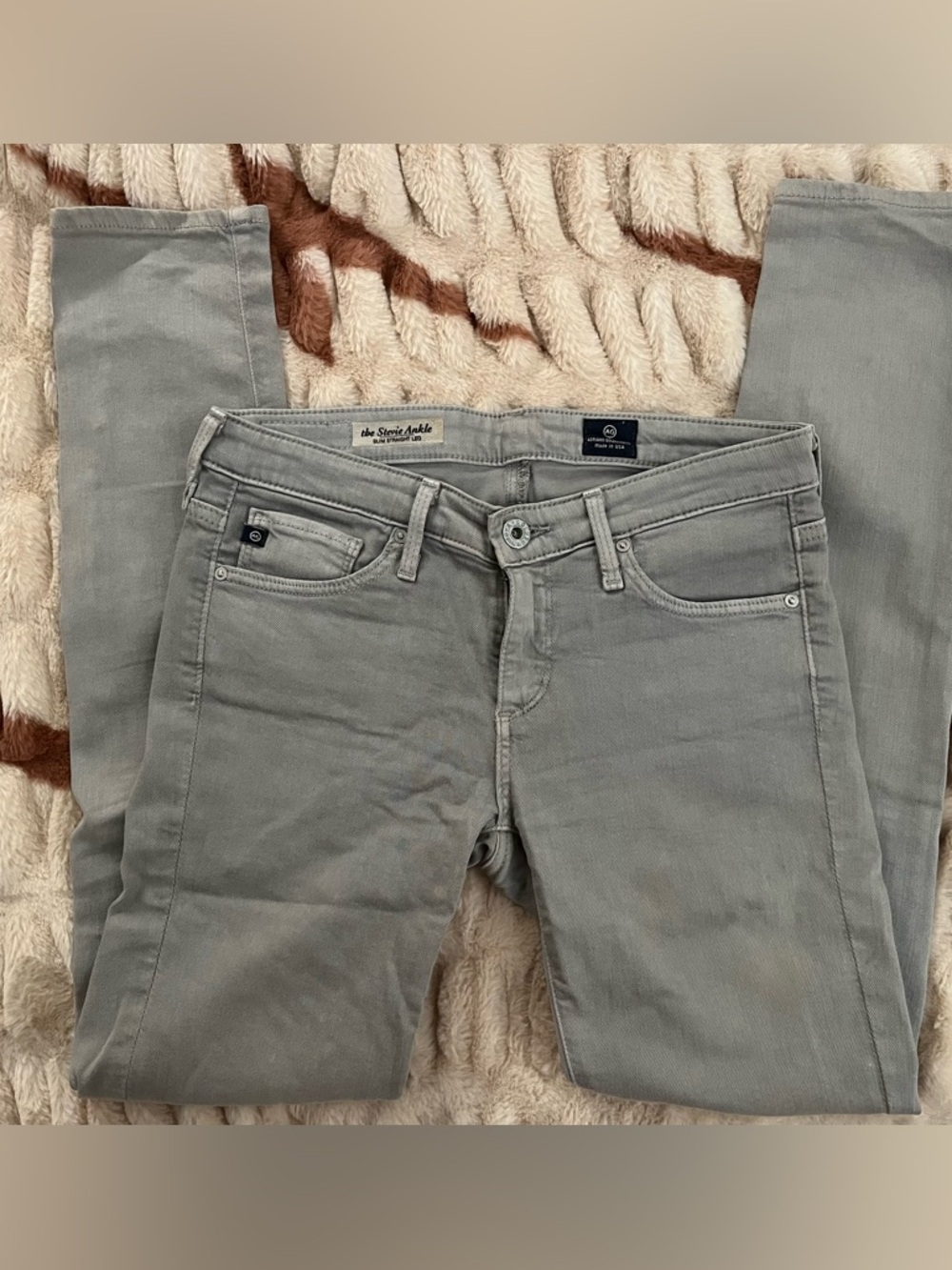 AG Adriano Goldschmied Anthropologie Stevie Ankle Gray Jeans 24